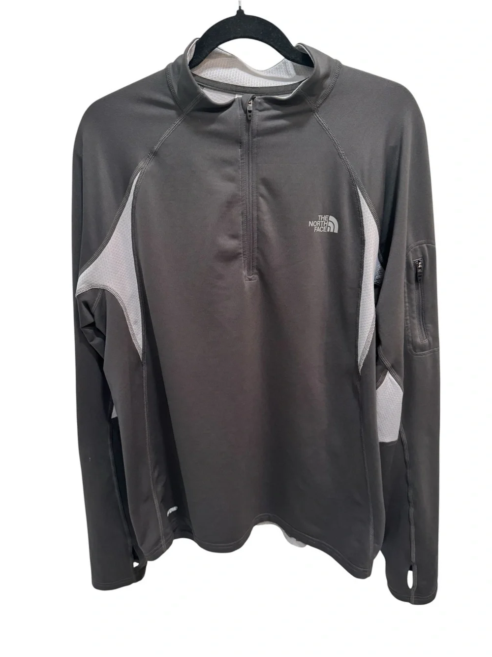 The North Face Pullover Mens L Gray Colorblock 1/4 Zip Flight Series Valor Vick